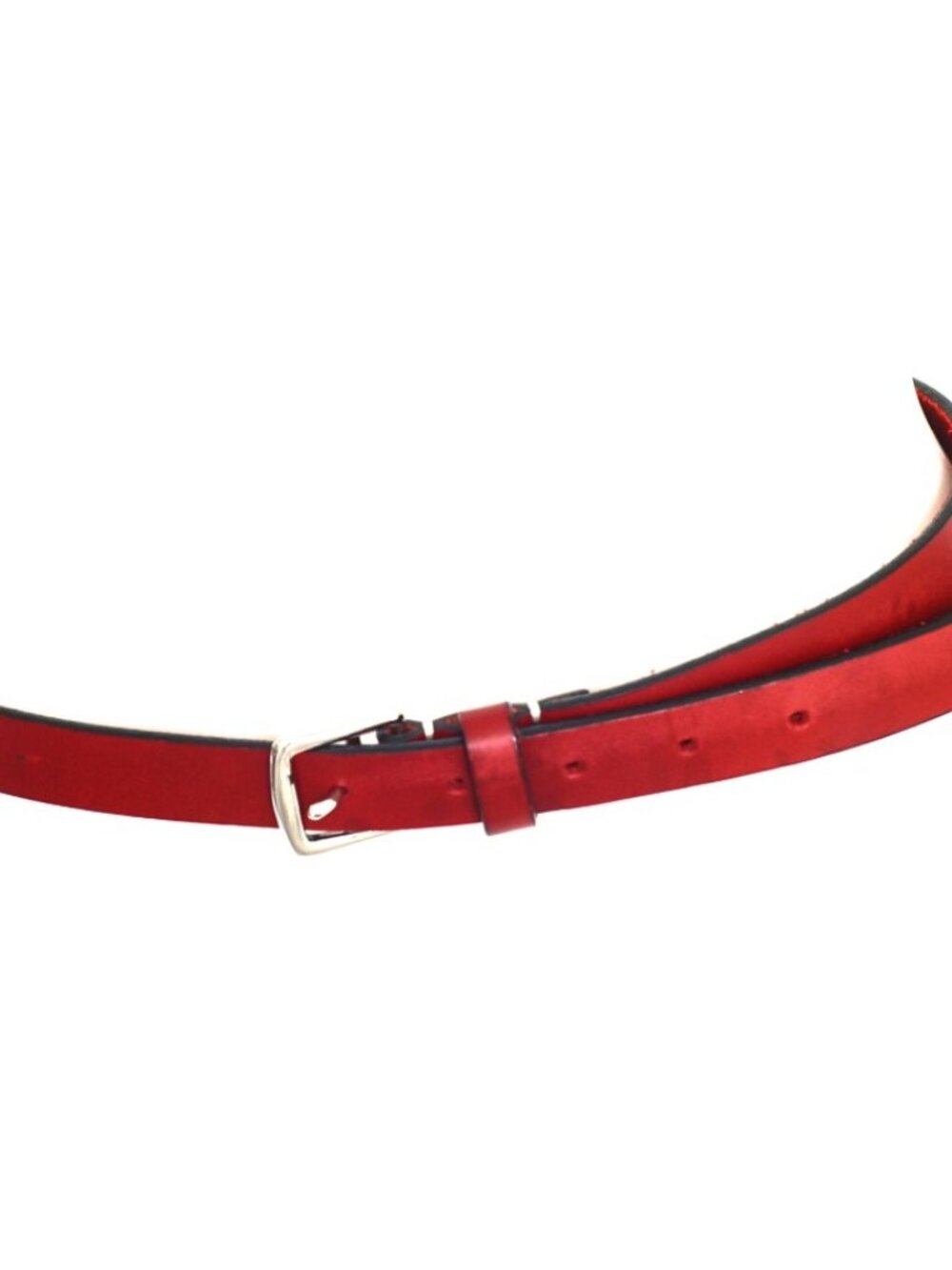 Coach Dark Red Leather Belt With Silver Tone Buckle - Italy